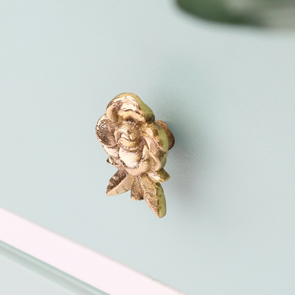 Golden Brass Rose Drawer Knob