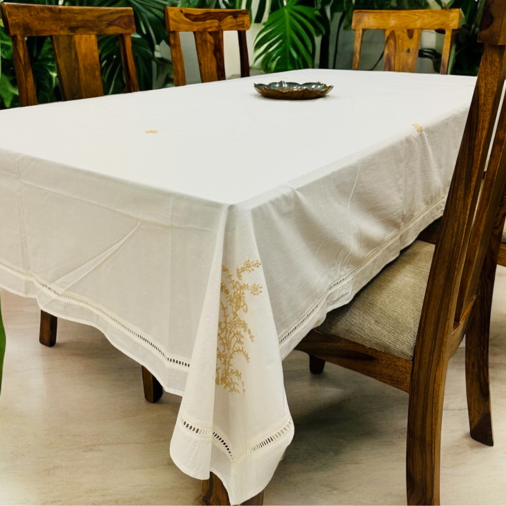 Anthophile Rectangular Table Cloth - Beige