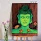 Buddha Green Acrylic on Canvas Board by Artist Dimpana | 14 x 18 Inches