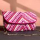 Pink Chevron Hand-Beaded Clutch Bag with Gold Chain Strap | Festive Party Sling