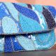 Ocean Wave Hand-Beaded Clutch Bag with Gold Chain Strap | Shades of Blue Party Sling