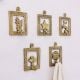 Golden Brass Framed Design Single Wall Hooks- Pack of 5