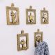 Golden Brass Framed Design Single Wall Hooks- Pack of 5