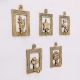 Golden Brass Framed Design Single Wall Hooks- Pack of 5