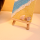 Hand-Painted Mini Beach Canvas Painting with Shells