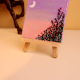 Mini Moonlight Sky Canvas Painting with Floral Silhouette