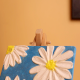 Mini Daisy Canvas Art with Blue Background Texture