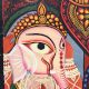 Handmade Bengal Pattachitra Natural Colors Painting of Goddess Durga on Cloth by Artist Sahajan Chitrakar