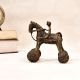 Handmade Vintage Brass Statue of Horse with Rider on Wheels