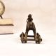 Handmade Vintage Brass Statue of Horse with Rider on Wheels
