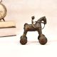 Handmade Vintage Brass Statue of Horse with Rider on Wheels