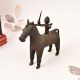 Gond Art Brass Statue of Horse with Rider in Vintage Finish