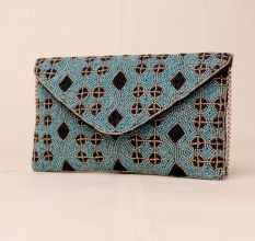 Midnight Tapestry Beaded Clutch with Elegant Chain Strap