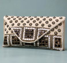 Gilded Mosaic Beaded Clutch with Luxe Chain Strap