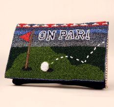 Handmade Beaded Sling Clutch – Golf Theme