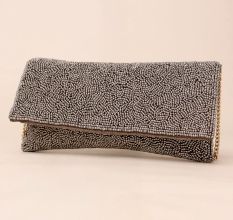 Celestial Spark Beaded Evening Sling Clutch with Gold Chain Strap