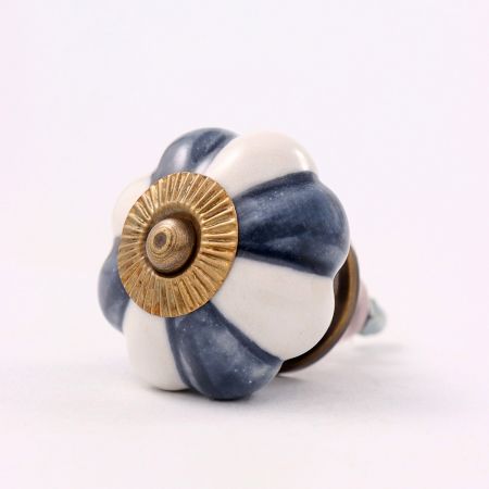 Grey And White Ceramic Melon Drawer Knob
