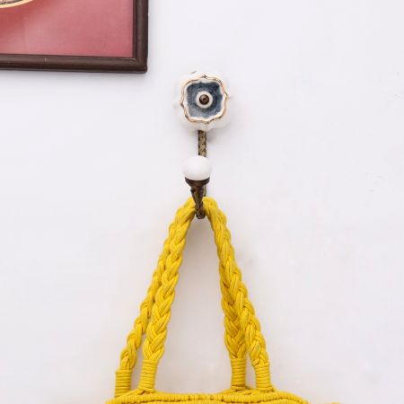 Grey Solid Gold Line Ceramic Hook In Antique Fitting