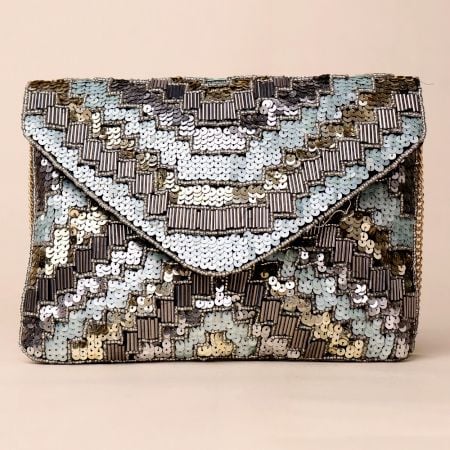 Celestial Shimmer Sequin Sling Bag with Gold Chain Strap