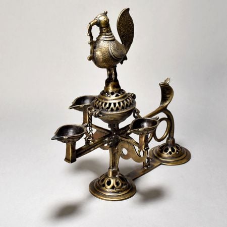 Big Arti Lamp With Having Peacock Of Brass Material