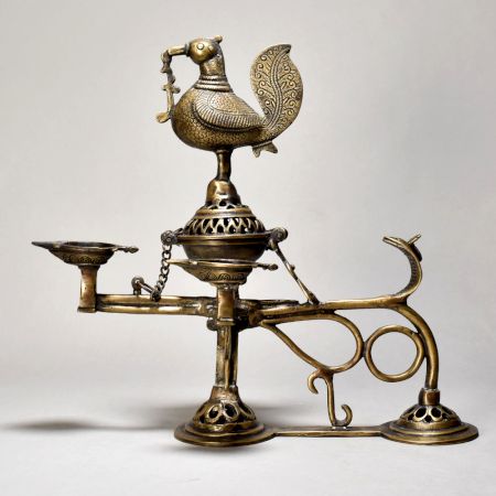 Big Arti Lamp With Having Peacock Of Brass Material