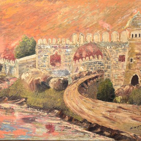 Vintage Wooden Frame With Sign Of Artist Of Canvas Painting