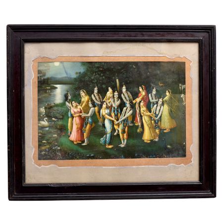 Vintage Print Of Rasleela of Lord Krishna