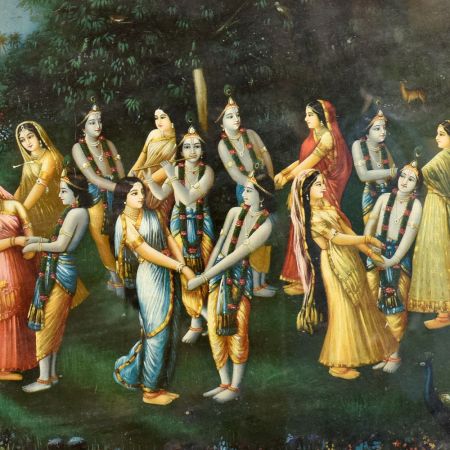 Vintage Print Of Rasleela of Lord Krishna