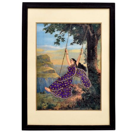Painting Of Lady On Swing With Clothes Art Work