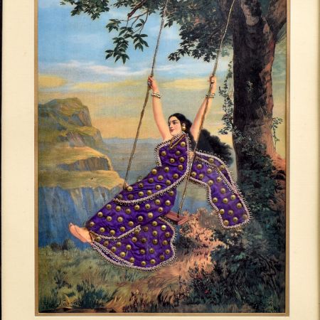 Painting Of Lady On Swing With Clothes Art Work