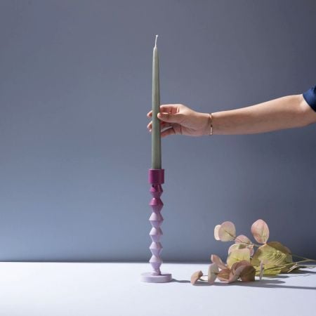 Ombre Prism Aluminum Candle Stands Set of 2