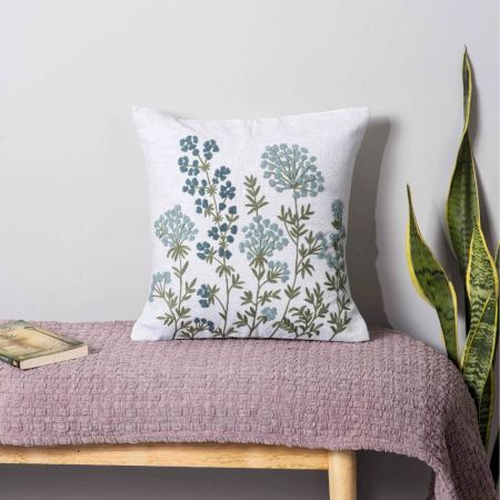 Azure Bloom Pillow Cover
