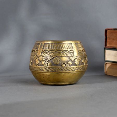 Handcrafted Brass Measuring Pot from Odisha in Traditional Indian Craftsmanship
