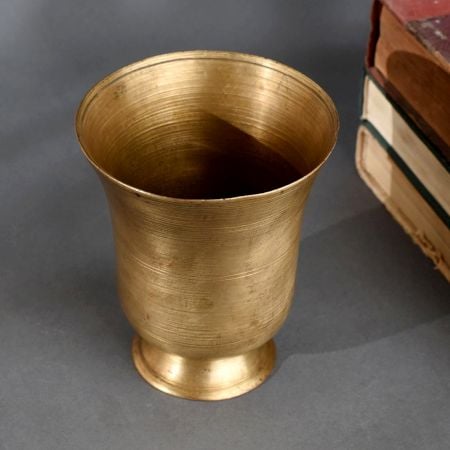 Vintage Brass Holy Water Glass Handcrafted for Pooja and Spiritual Use