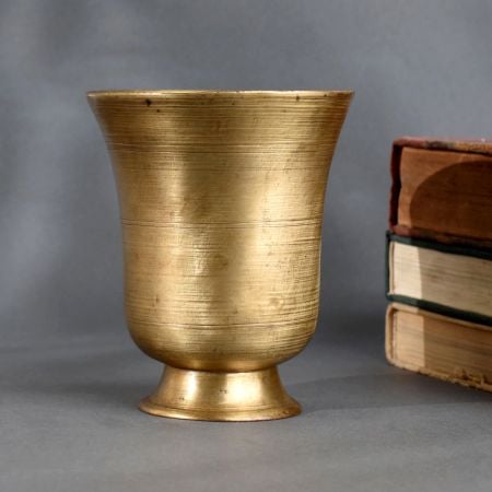 Vintage Brass Holy Water Glass Handcrafted for Pooja and Spiritual Use