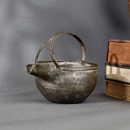 Vintage Brass Serving Pot Traditional Handcrafted Vessel with Handle for Rustic Kitchen and Decor