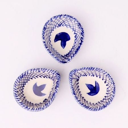 Blue and White Design Ceramic Diwali Diya-Pack of 3