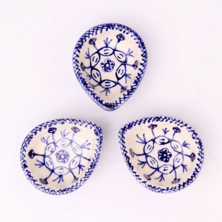 Designer Blue and White Ceramic Diwali Diya-Pack of 3