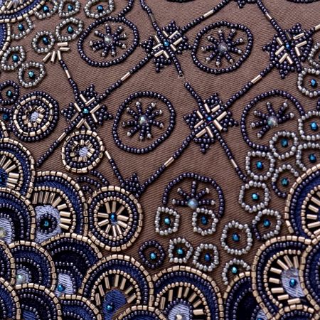 Celestial Bloom Hand-Beaded Clutch with Elegant Chain Strap