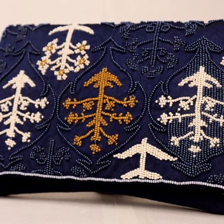 Twilight Canopy Hand-Beaded Clutch with Chain Strap