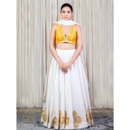 Off White Lehenga Set with Hand Embroidery
