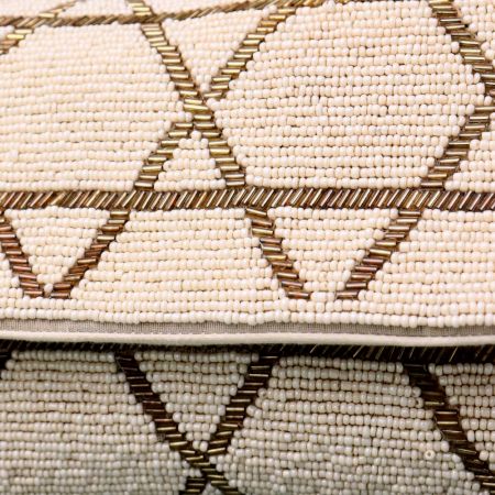 Geometric Grace Hand-Beaded Clutch with Elegant Chain Strap