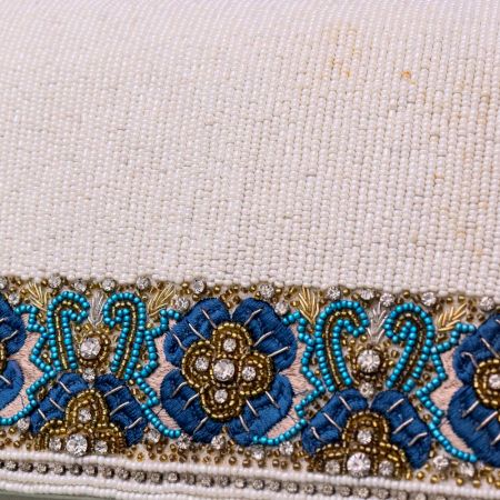 Imperial Bloom Hand-Beaded Clutch with Chain Strap