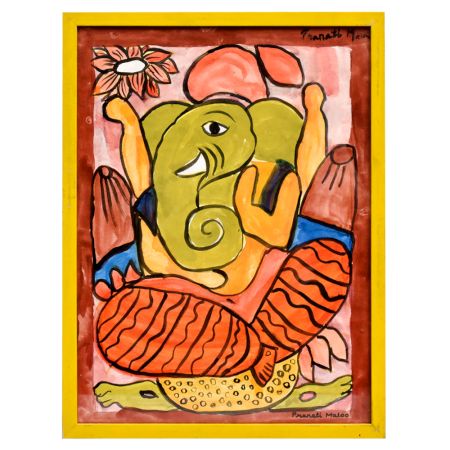 Vintage Painting Of Lord Ganesha Ji With Beautiful Art Work