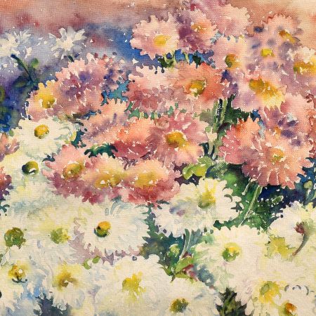 Vintage Nice Floral Painting with Wooden Frame