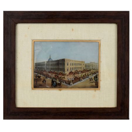 Framed Colonial Era Architectural Street Scene Historical Paper Print