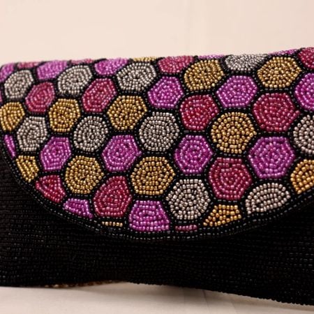 Hexagon Beaded Party Sling Bag – Multicolor Handcrafted Evening Clutch