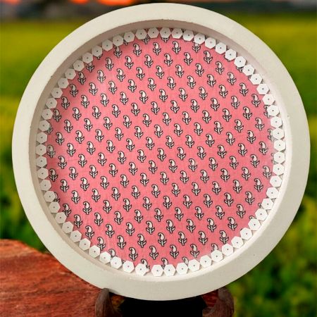 Pink Cemented Plate for Home Decor