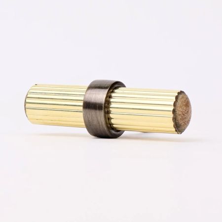 Adjustable Golden Brass and Wooden Tube Drawer Knob