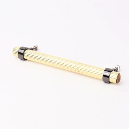 Adjustable Golden Brass and Wooden Tube Cabinet Handle (7 Inches)